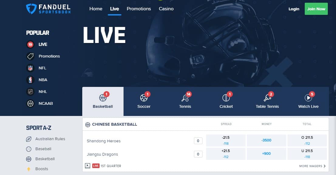 fanduel sportsbook live casino